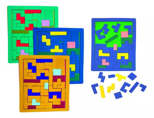 5 Quebra Cabeça Tetris Jogo Didatico Eva Crianças Adultos