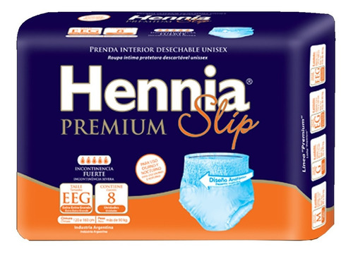 Imagen 1 de 4 de Bombacha Pañal Slip Hennia Premium Xxg Por 8 Unidades