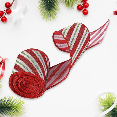 2 Cinta Navideña Para Envolver Regalos, Cinta De Rayas Con