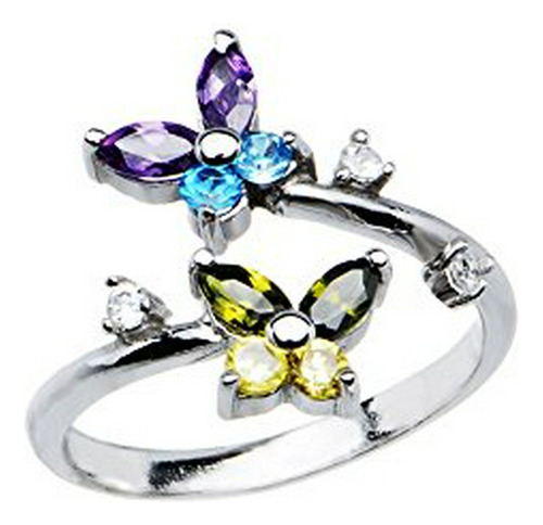 Anillo Para Pie - 925 Sterling Silver Toe Ring Butterfly Cz.