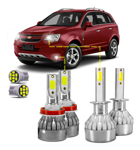 Kit Ultra Led Gm Captiva 2008/2014 22000lm 6500k Baixo/milha