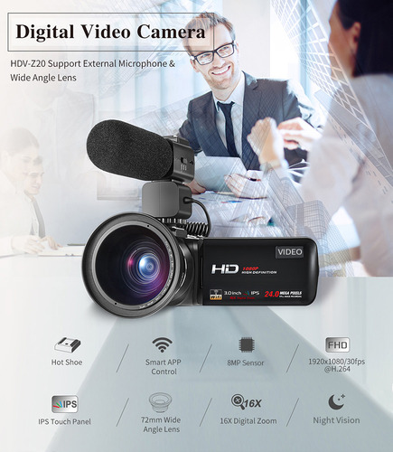 Cámara De Vídeo Profesional Full Hd 1080p, Videocámara