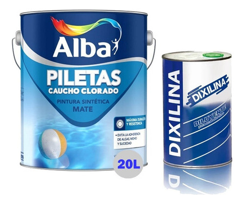 Alba Pintura Pileta Caucho X 20lt + Diluyente Pintumm