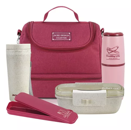 Kit Bolsa Térmica Concept Com Marmita 650 ml e Copo Rosa