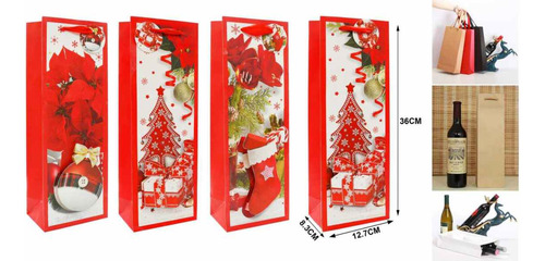 Pack 4 Bolsas De Regalo Diseño Navidad 36x12,7cm
