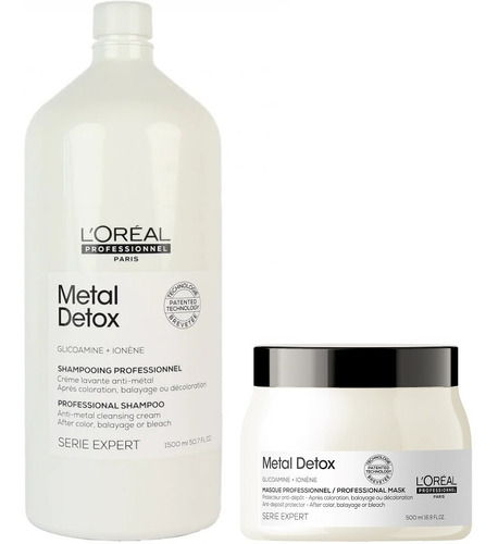 Shampoo 1500ml+ Mascarilla Desintoxicante Loreal Metal Detox