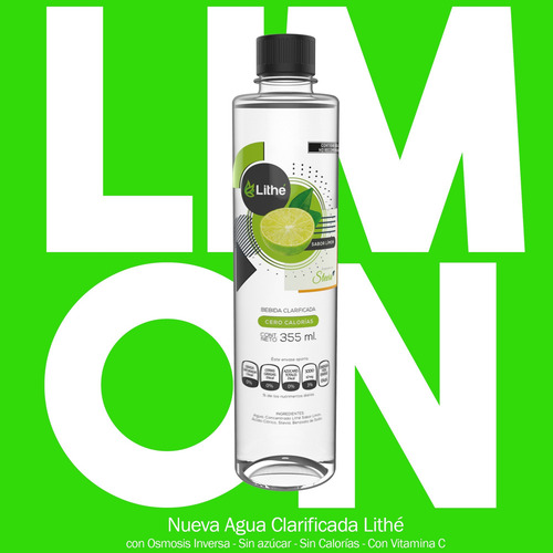 Agua Sabor Limón Lithe Sin Calorías 500 Ml Caja
