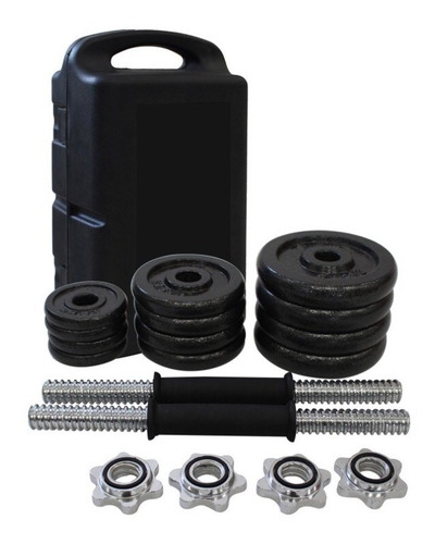 Kit 2 Mancuernas 12 Discos Pesas Maletin Gimnasio 20 Kilos