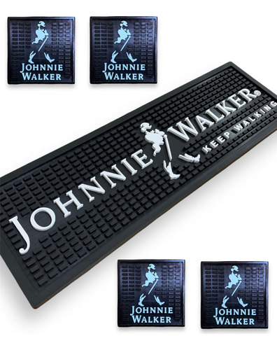 Johnnie Walker Tapete Bartender + 4 Apoio De Copo Para Bar