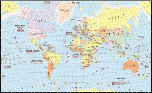 Mapa Mundi Bilíngue Mapas Escolares