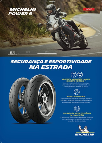 Pneu Moto 120/70-17 E 190/55-17 Michelin Power 6 Lançamento