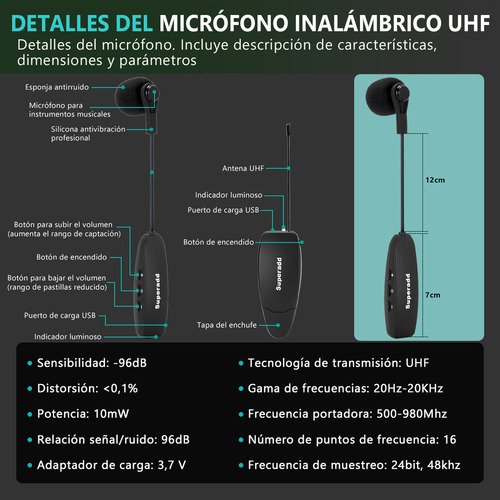 Para Para Micrófono Superadd Kx-623 For Acordeón Uhf / /