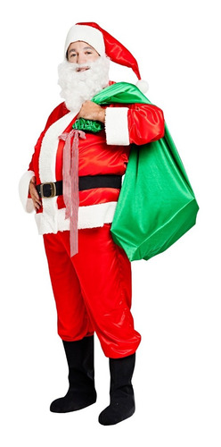 Disfraz Papa Noel Santa Claus Navidad Tela Tafeta