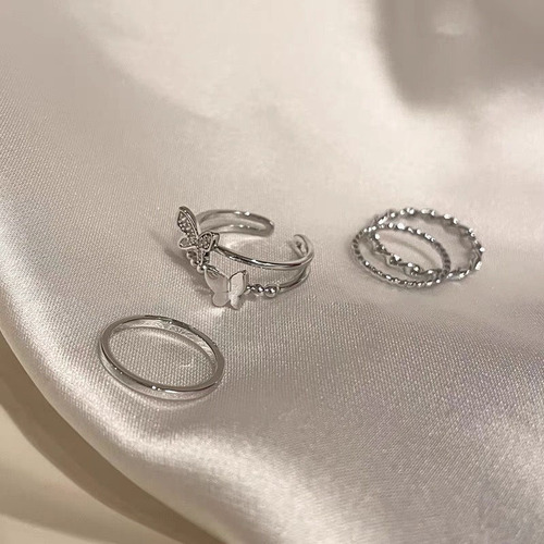 Conjunto De Anéis De Metal Borboleta, Anéis De Dedo Modernos