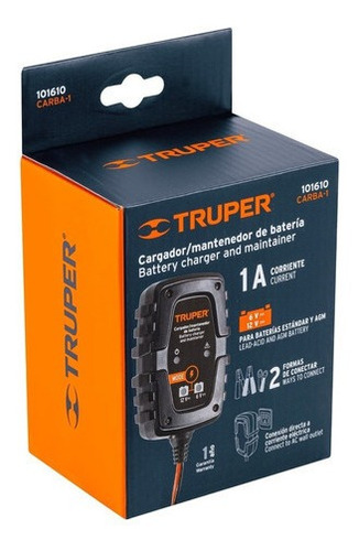 Imagen 2 de 2 de Cargador Mantenedor Tester 1a De Batería De 6 Y 12 V Truper