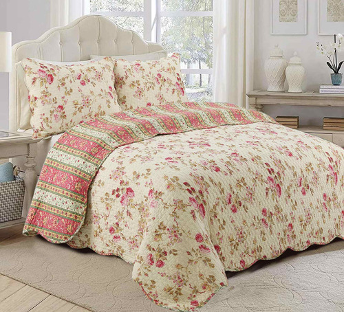 Vintage Fl Rose Chintz Juego De Cama De Edredón  Rever...