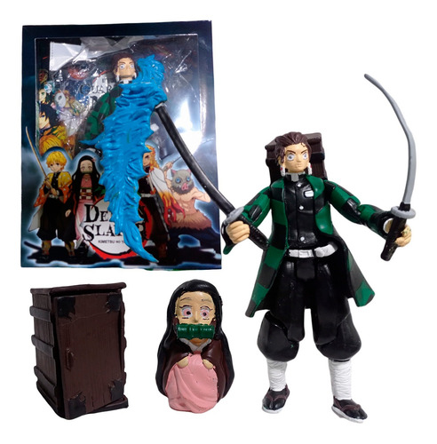 Imagen 1 de 6 de Tanjiro Figura Demon Slayer Articulada Con Accesorios Y Caja