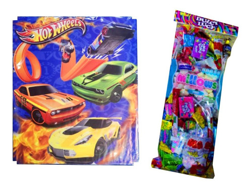  Piñata Cuadrada Hot Wheels + Relleno Dulces Hora Loca Carro