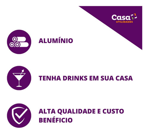 Coqueteleira Alumínio 590 Ml Drinks Caipirinha Bar Cor Prateado