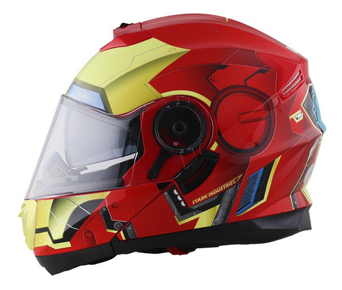 Casco Motocicleta Edge Abatible Jet 2 Iron Man Rojo Original