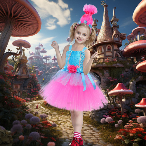 Princess Trolls Poppy Trajes For Meninas B