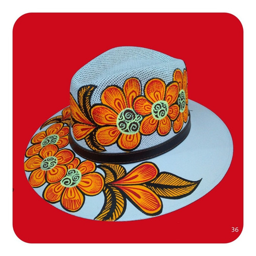 Imagen 5 de 6 de Elegante Sombrero Artesanal Pintado A Mano Varios Modelos 4