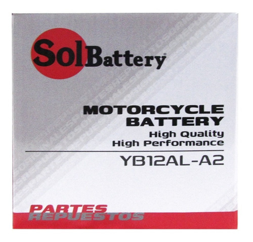 Batería Para Motos Yb12al-a2 12v 12ah Solbattery