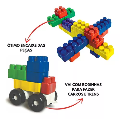 Brinquedo Blocos De Montar Educativo Bloc Slim 176 Peças
