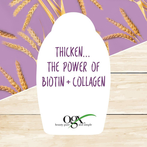 Shampoo Ogx Grosso E Completo + Biotina E Colágeno, 13 Onças