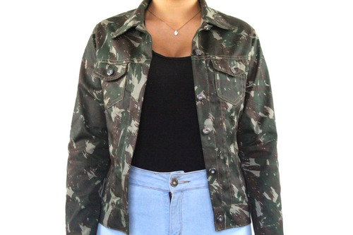 jaqueta jeans exercito feminina