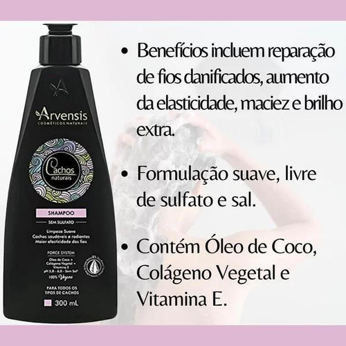 Kit Shampoo + Cond. + Máscara 2x1 Arvensis Cachos Naturais