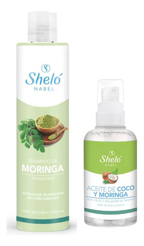 Shampoo 530ml. Y Aceite 60ml. Moringa Shelo Nabel® Kit