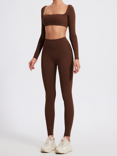 Ch Leggings+crop Top Licra Conjuntos Deportivos Para Mujer