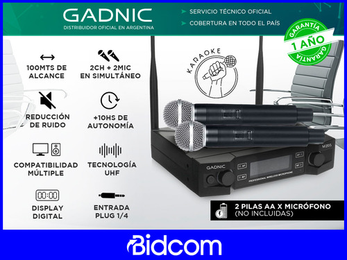 Microfono Uhf Inalambrico Karaoke 2 Canales Conector Canon