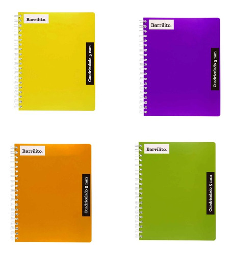 4 Cuadernos Profesional Barrilito Doble Espiral C.5mm Chico