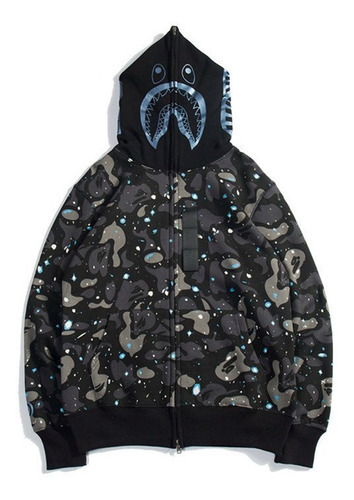 Sudadera Con Capucha Shark Bape Negro Y Blanco