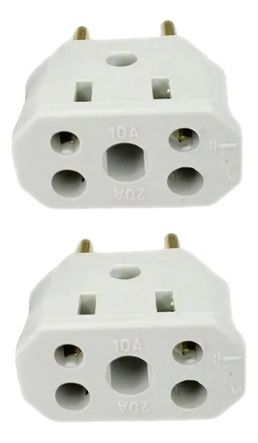 Kit 2 Plugs Adaptador De Tomada Bob Esponja 10a/20a 3/2pinos 110v/220v