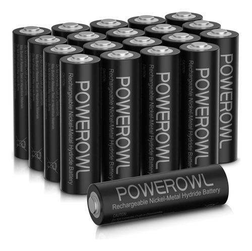 Powerowl Baterias Aa Recargables, 2800mah Alta Capacidad Dob