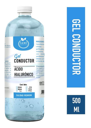 Gel Conductor Ácido Hialurónico Anti Edad 500 Ml Sane 