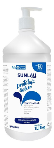 Protetor Bloqueador Solar Sunlau Fps 60 1 Litro 4hr Duração