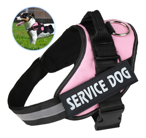 Arnes Pechera Para Perro Con Franja Reflectiva Rosa Talla M