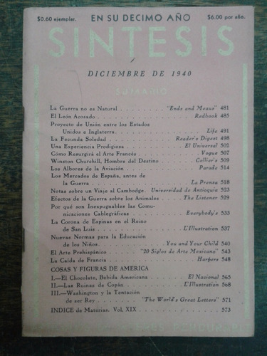 Revista Sintesis Nº 112 * Diciembre 1940 *