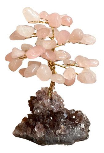 Árvore Pedra Quartzo Rosa, Base Drusa De Ametista - Amor