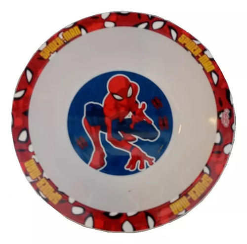 Plato Hondo Bowl Plástico Infantil Cresko Spiderman Marvel Color Rojo Liso