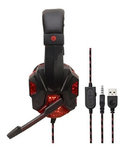 Imagen 2 de 4 de Auricular Gamer Con Microfono Ps4 Pc Cable Reforzado Y Led