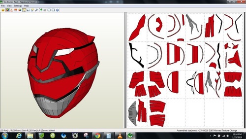 Planos Casco Power Ranger Beast Morphers Red / Rojo Azul