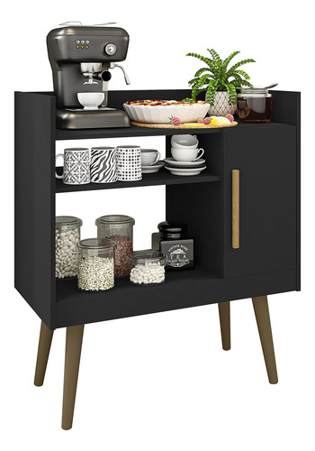 Imagem 2 de 3 de Balcão Aparador Buffet Retrô Café Ll - Preto Fosco