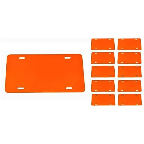 10 Placas De Matrícula De Plástico Color Naranja, Bla...