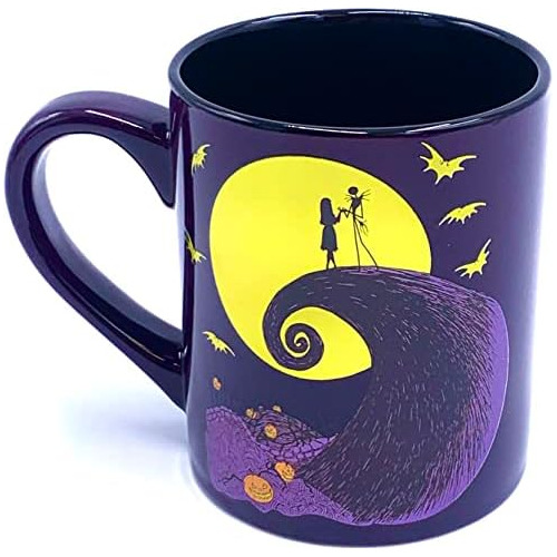 Taza Morada De Cerámica Jack Y Sally De Pesadilla Ante...