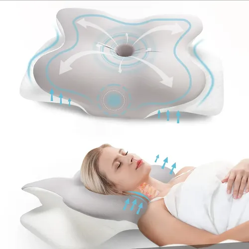 Almohada Ortopédica Cervical Meeyoga NP2024 Memory Foam Gel Gris Cuello y Soporte